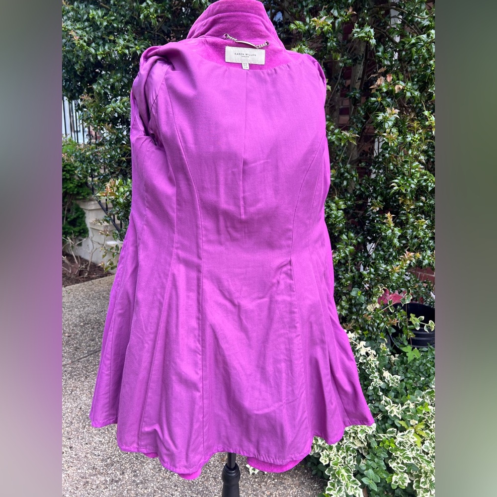 Karen Millen Purple Fit &Flare Trench Coat UK12 US8 fits US 4-6 - Picture 15 of 16